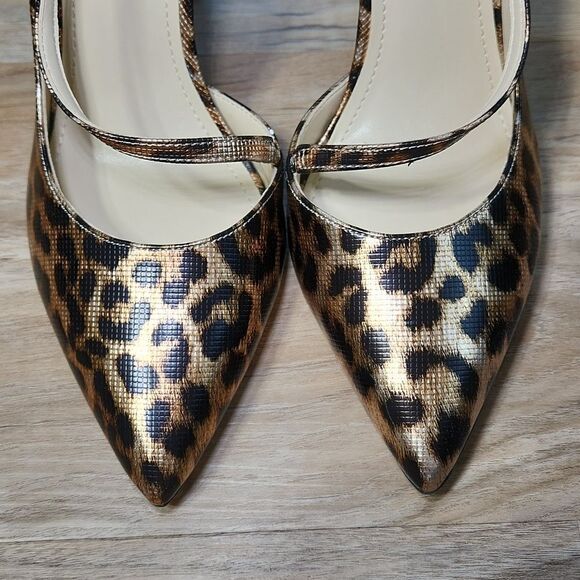 🩵NIB Nine West Black & Metallic Gold Leopard Print High Heel Pumps Size 8 - Picture 8 of 16